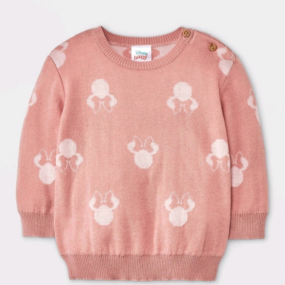 Disney Baby Girl Mickey Mouse & Friends Pullover Sweater Pink 12M NWOT